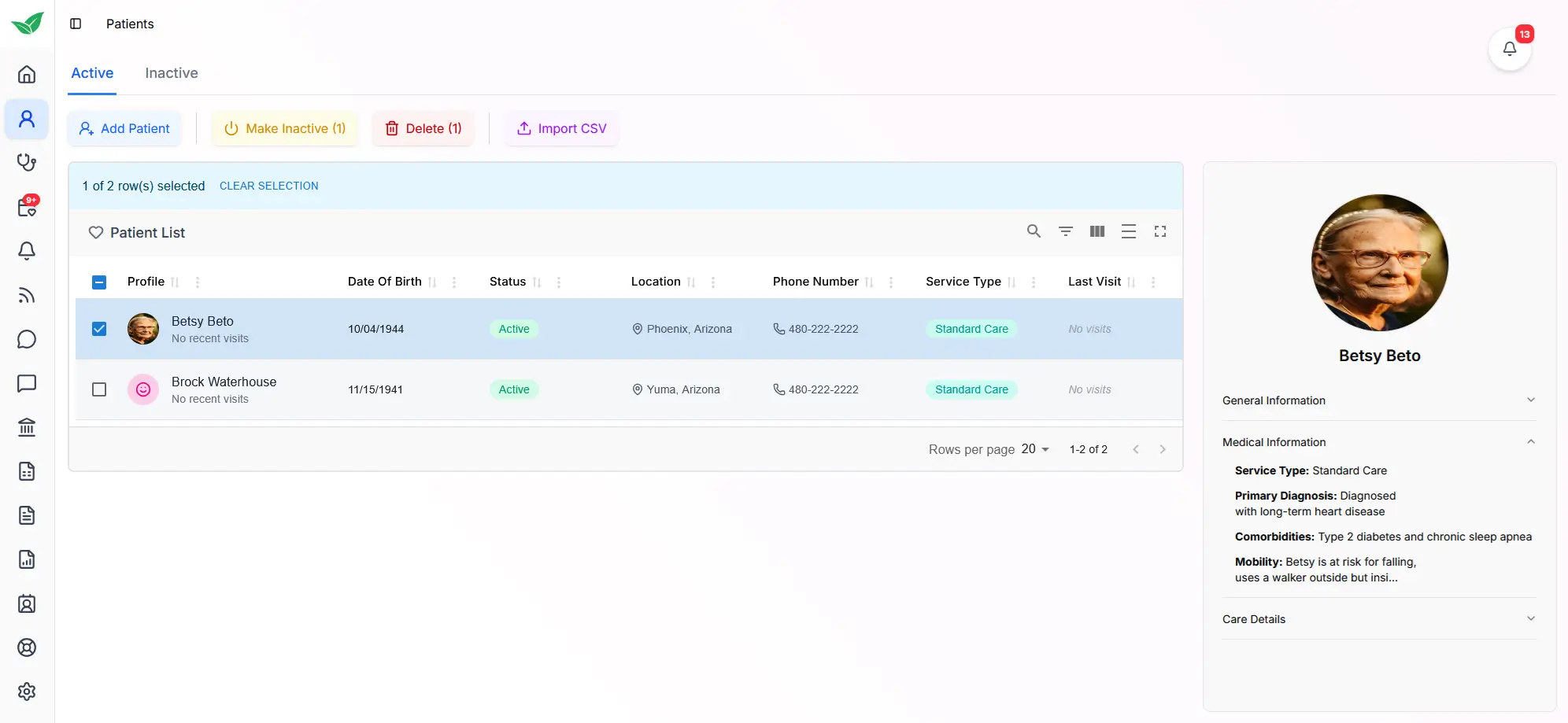Patient Management - additional view